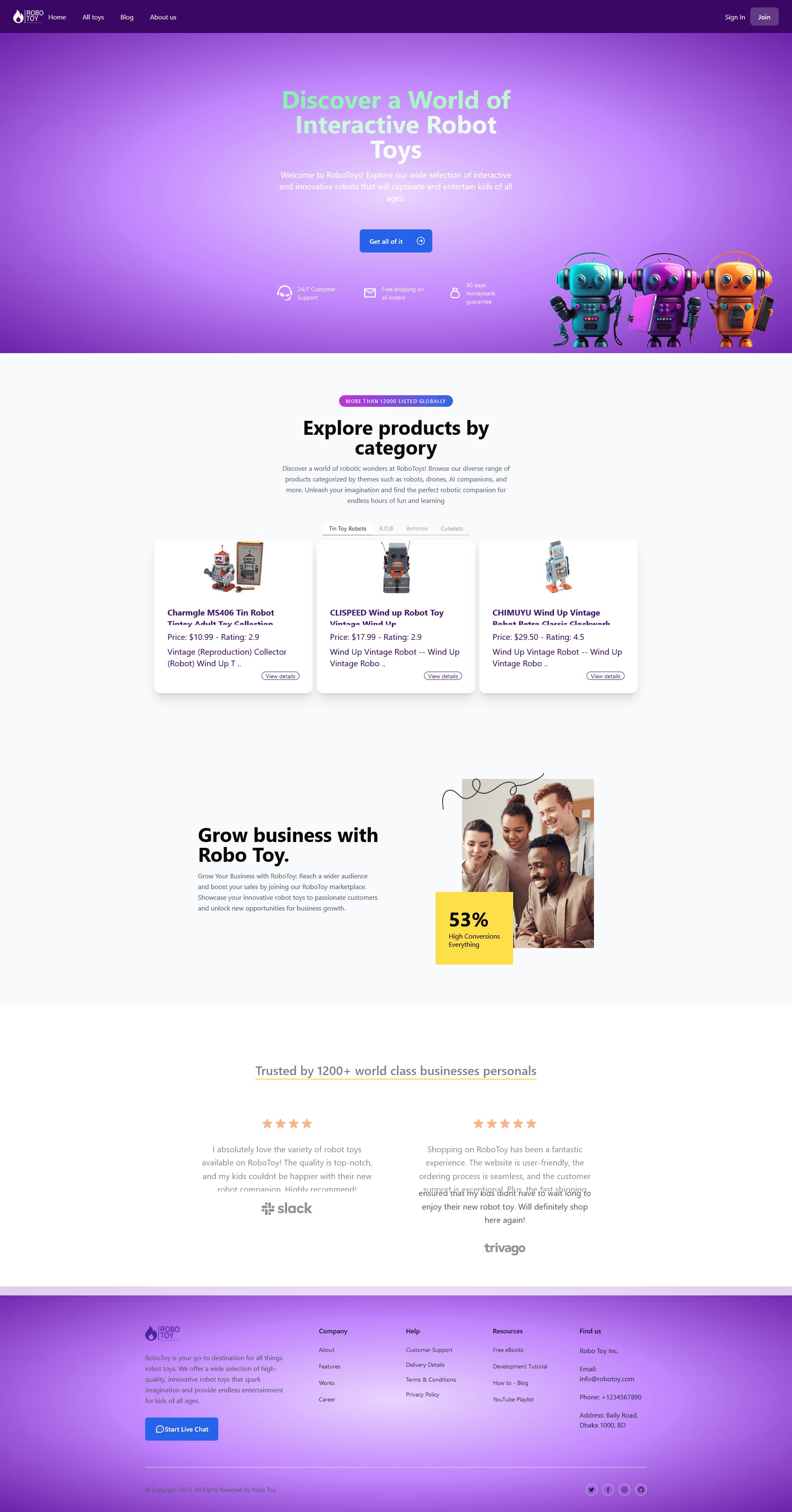 Robot toy marketplace